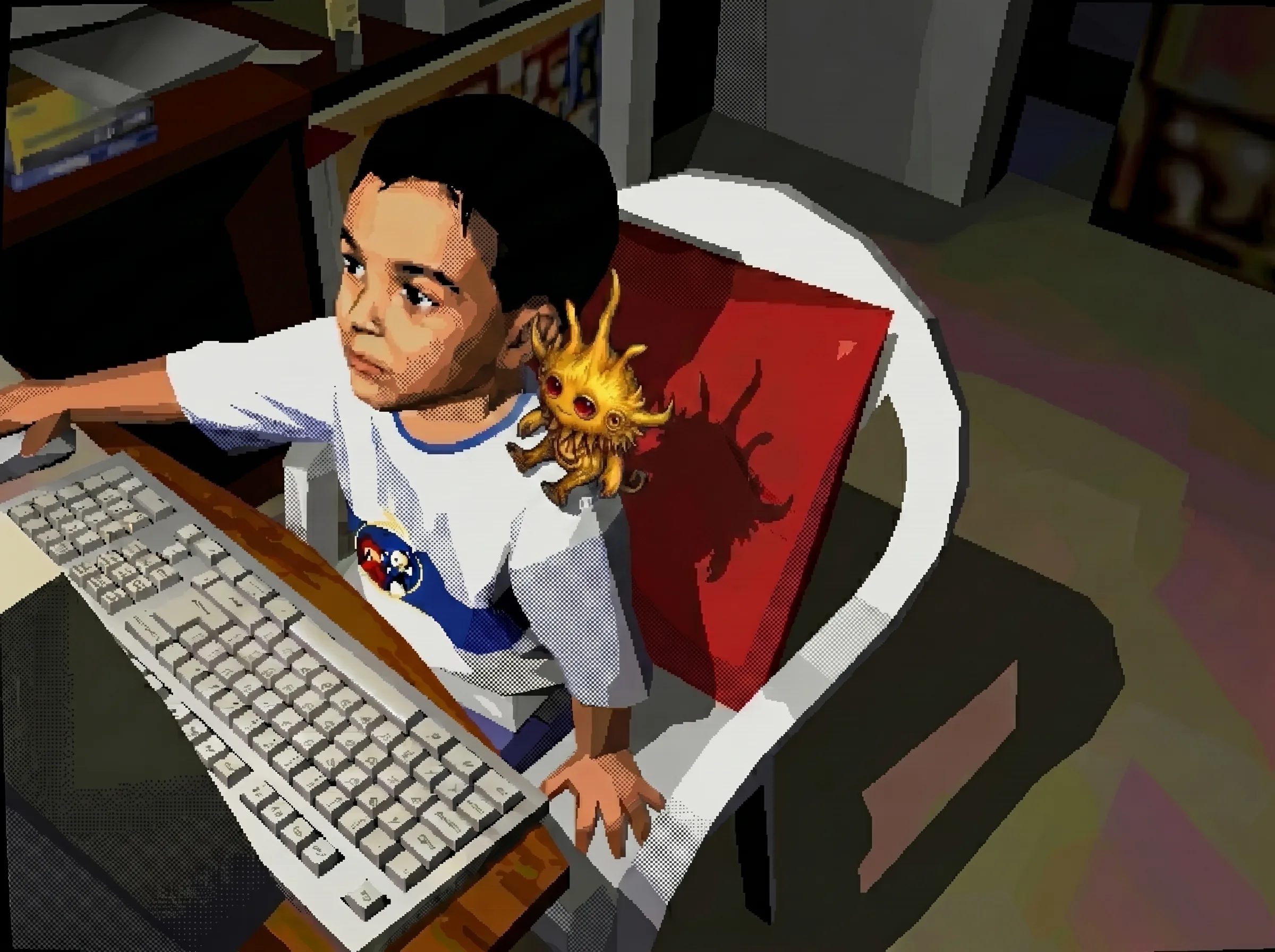 O menino no PC